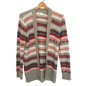 Women's Y2K Hollister Wool Blend Striped Cardigan Cozy Comfort Sweater Size M